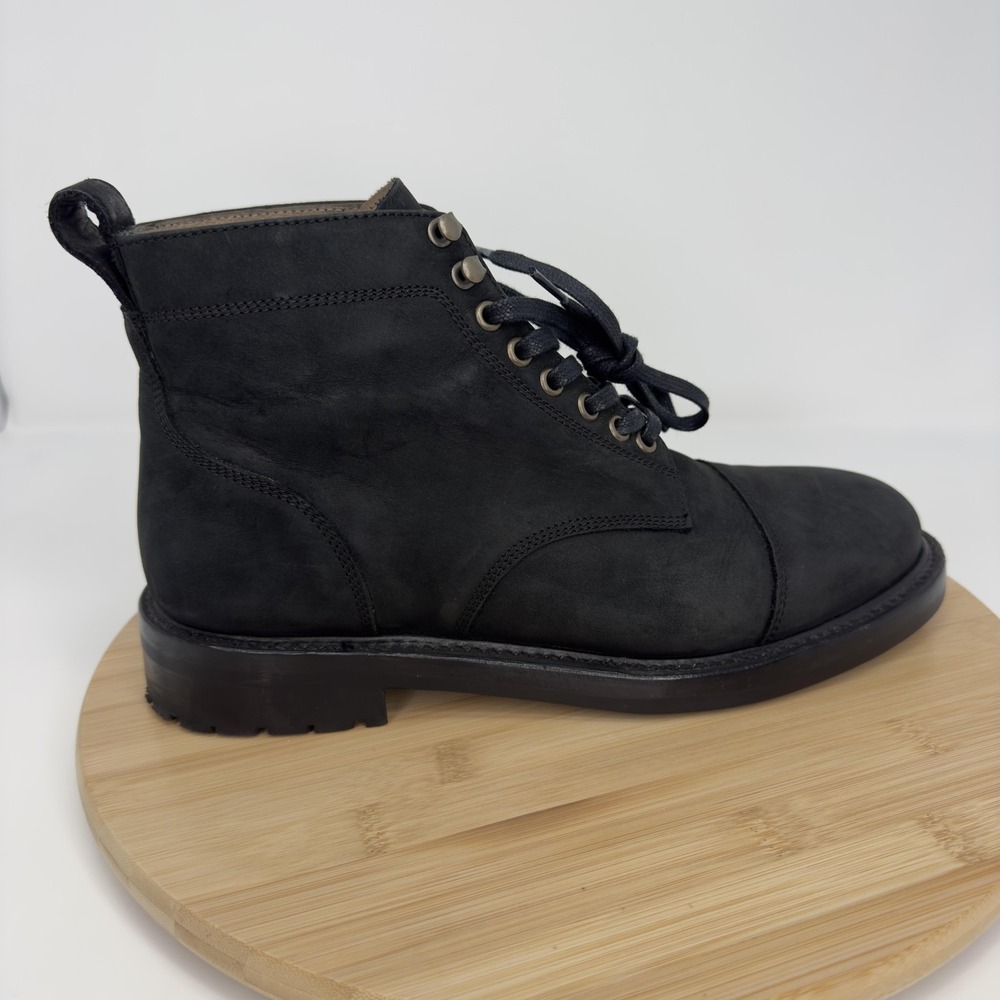 Taylor Stitch Moto Boots Mens Size 8.5 Black Nubuck Vibram Sole‎ Biker Ankle